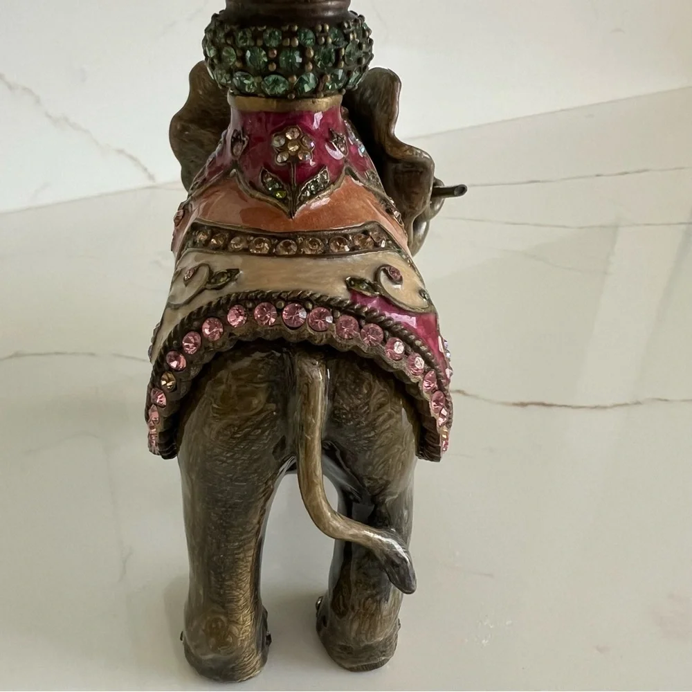🐘 JAY STRONGWATER Elephant Footed Stone Bowl Enameled & Swarovski Crystals el - Picture 16 of 16